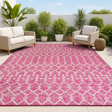 Ourika Moroccan Geometric Textured Weave Indoor/outdoor Rug
